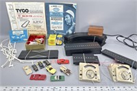Vintage HO model motoring slot cars and track