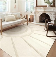 R431  OJIA Boho Living Room Rug 5'x8', Beige