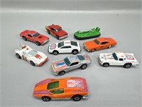 (9) 1970s hot wheels cars space cop, 57 Chevy,