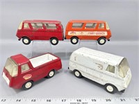 (4) vintage Tonka toy vans emergency vehicle