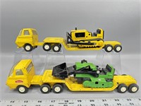 (2) vintage Tonka trucks with trailers and