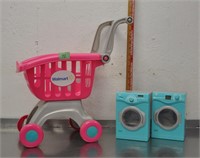 Kids shopping cart, toy washer/dryer, note