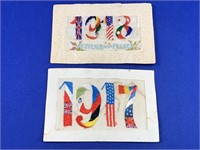 Pair WWI Silk Postcards 1917 & 1918
