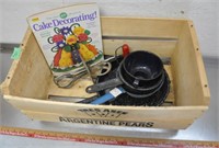 Kitchen utensils in crate, see pics