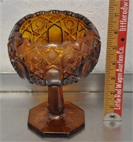 Vintage L.E. Smith amber glass compote