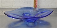 Vintage blue art glass bowl