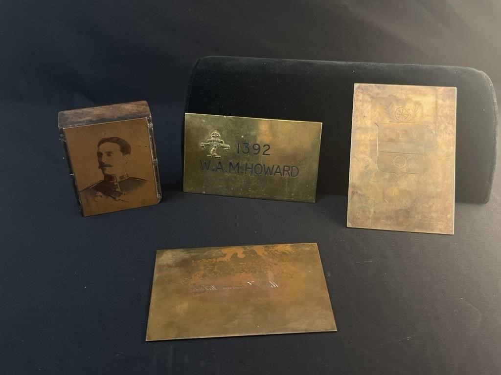 3 Military Hughes & Kimber Copper & Name Plates