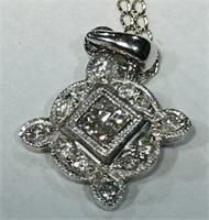 14KT WHITE GOLD DIAMOND PENDANT WITH 18 INCH