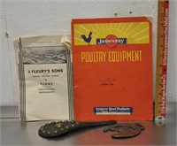 Vintage pamphlets, horse leather, brass