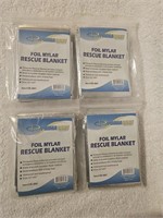 Lot of 4 New Foil Mylar Rescue Blankets