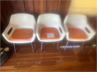 3 Retro Plastic Arm Chairs