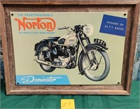 N - METAL NORTON MOTORCYCLE SIGN FRAMED (I1)