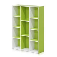 W58  Open Shelf Bookcase, White/Green