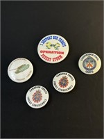 5 Military & Police Forces Pinback Support Buttons