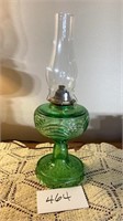 Antique kerosene lamp 18” tall. Table scarf not
