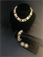 Vintage Set Lucite Bracelet Earrings & Necklace