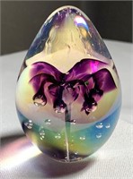 James Alloway Signed Paperweight Iridescent Glass