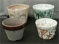 4 Ceramic Flower Pots, Assorted Sizes