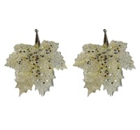 Donner & Blitzen 2PK Maple Leaf Ornaments, Yellow