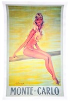 "Monte Carlo" Pin-Up Girl Poster on Linen