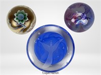 Artist Signed Art Glass Paperweights- Lundberg Stu