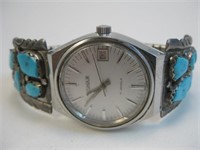Vintage Sterling & Turquoise Watchband
