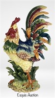 Large 23" Ceramic Colorful Rooster Sculpture