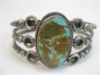 Old Pawn Hand Hammered Turquoise Bracelet