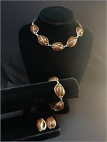 Gold Tone Bracelet & Earring Set
