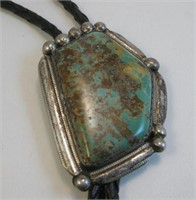 Old Pawn Navajo SS & Large Turquoise Bolo