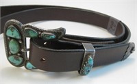 Old Pawn Sterling & Turquoise Buckle & Keepers