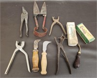 Lot of Vintage Leather Working Tools, Hand Shears