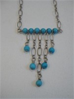 Sterling Silver & Turquoise Bead Necklace