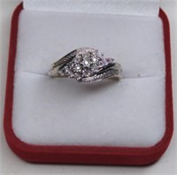 Sterling Silver Diamond Cluster Ring
Size 11.5