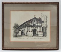 (AG) California Mission Lithograph Signed By