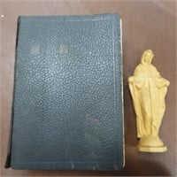 $13 SHIP: 1950's Bible and Vintage Virgin Mary