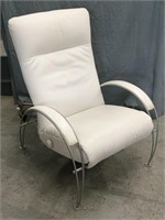 Lafer Recliner Chrome and white leather recliner
