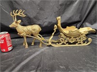 Brass Reindeer and sleigh. Look at the photos f