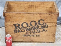 Baltimore Advertising Wood crate R.O.OC. Import