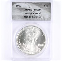 1990 Silver Eagle ANACS MS69