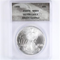 1998 Silver Eagle ANACS MS69