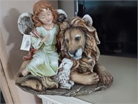 Angel and lion figurine, made by Roman 15 inches