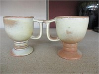 2 ct Vintage Frankoma pedestal Coffee mugs