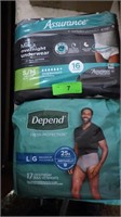ADULT DIAPERS (NEW SIZE S/M), OPENED PKG- LARGE