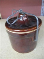 Vintage Cheese Crock with Bail wire Stoneware