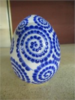 vintage Blue and White Porcelain Egg