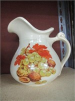 Vintage Ceramic white Pitcher with Grapes n Nuts