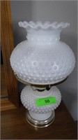 VINTAGE MILKGLASS HOBNAIL LAMP  14"