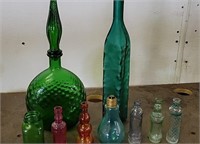 Colored Glass Vases, Bottles