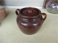 Vintage USA Brown Stoneware Pot with Lid